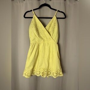 Japna Sunny Yellow Lace V-Neck Romper